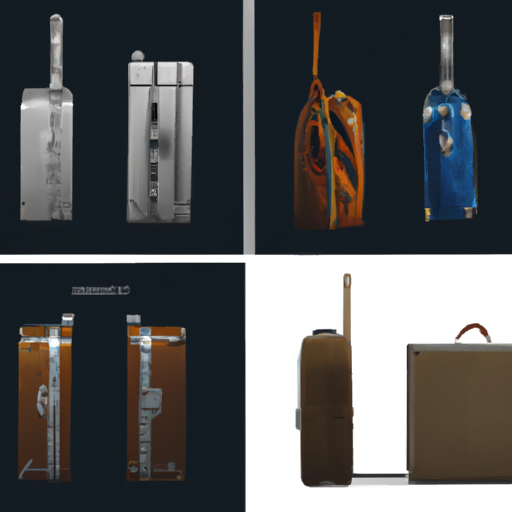 קולאז' של מזוודות וינטג' ומודרניות, המציג את האבולוציה של עיצוב המזוודות