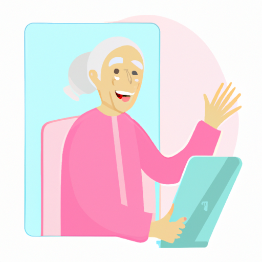 אישה מבוגרת משתמשת בטאבלט לפגישת בריאות טלפונית